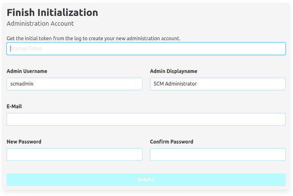 Creation form for initial administration user